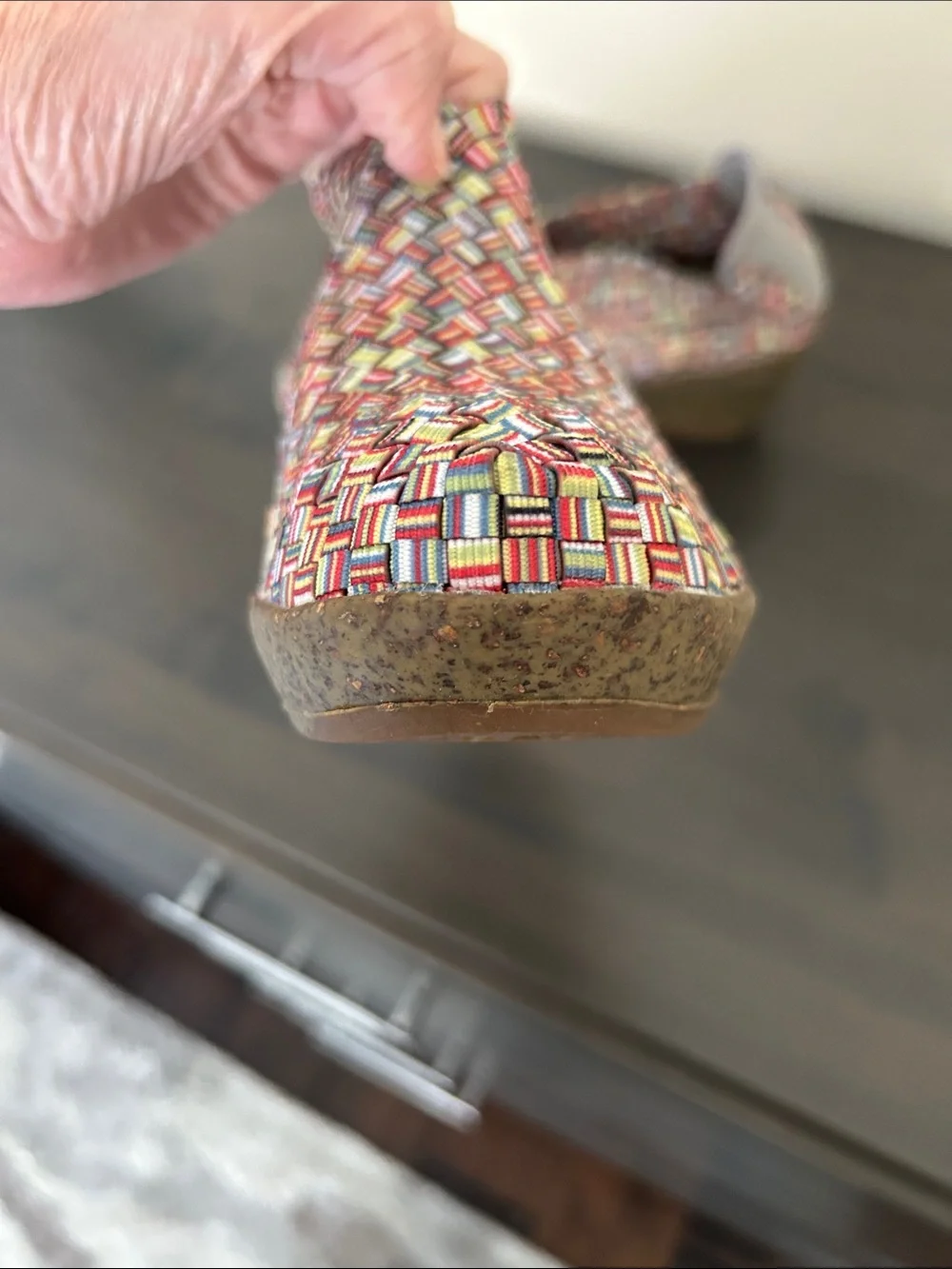 bernie mev. Multicolor Woven Wedge Slip-Ons
